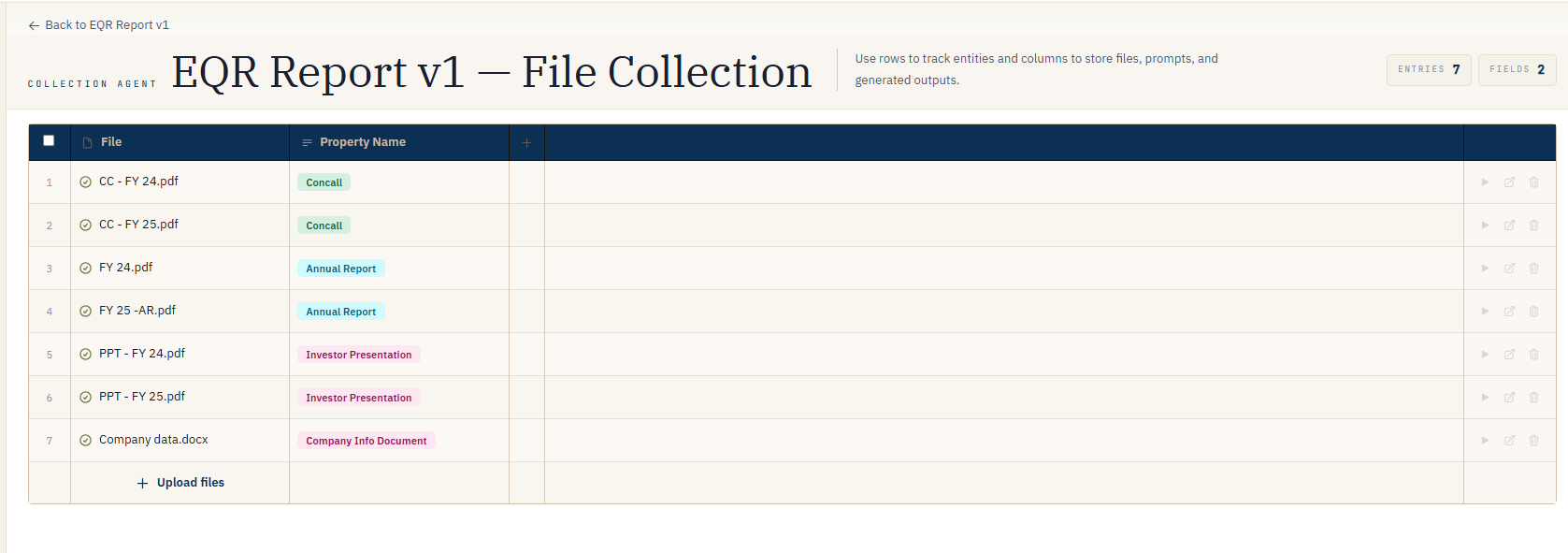 An input cell holding multiple files, rendered as a collection link