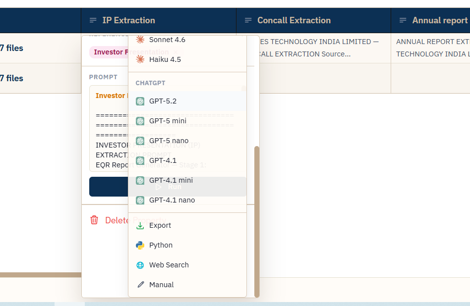 The tool dropdown showing models and special tools