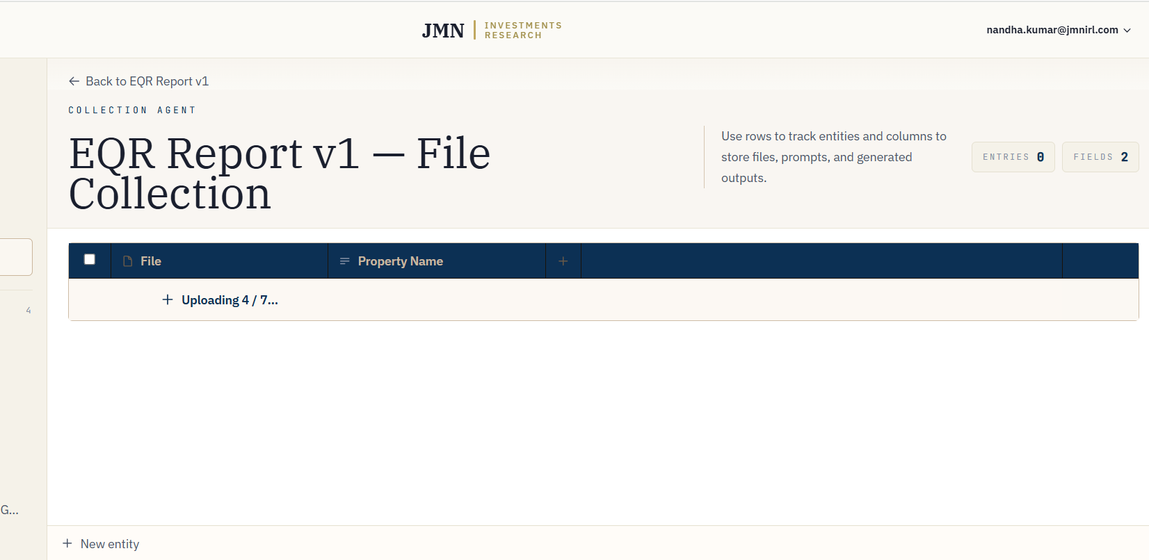 A file mid-upload showing an ingestion status badge